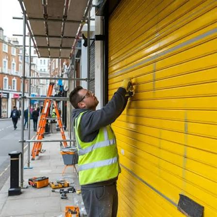 Roller shutter repair in progress